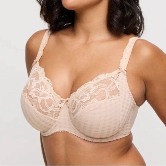 Primadonna Madison Full Cup Bra Size EU 80/36I Nude Check Lace Underwire